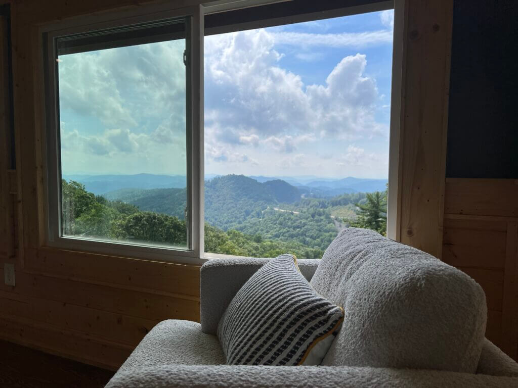 Chair overlooking Mountain View’s in Blowing Rock North Carolina