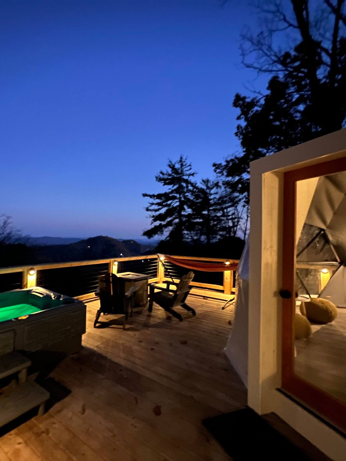 GeoDome exterior with sunset views