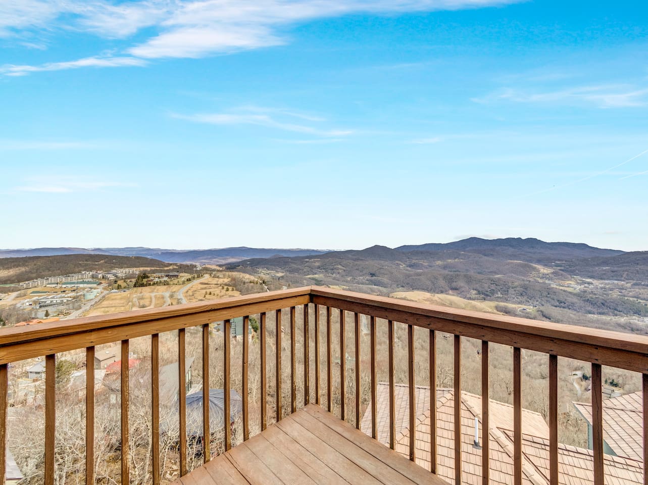 Chalet deck looking out over the mountains