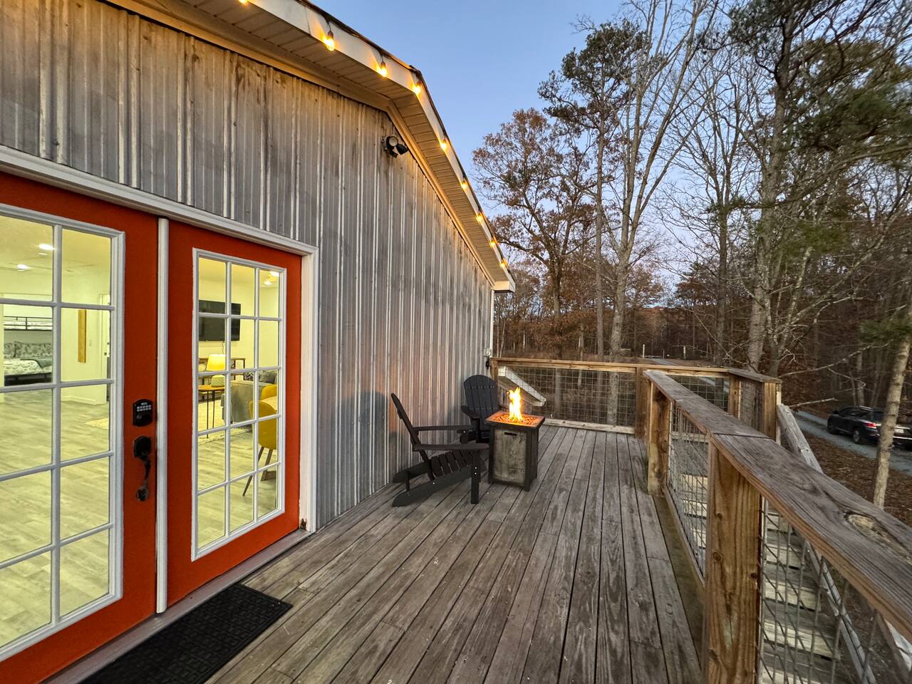 Barn Suite deck and red french doors