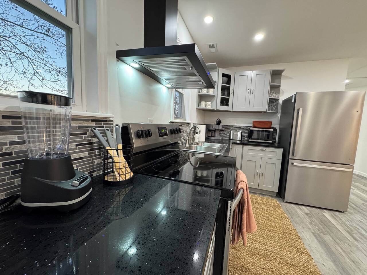 Barn Suite kitchen counter and range