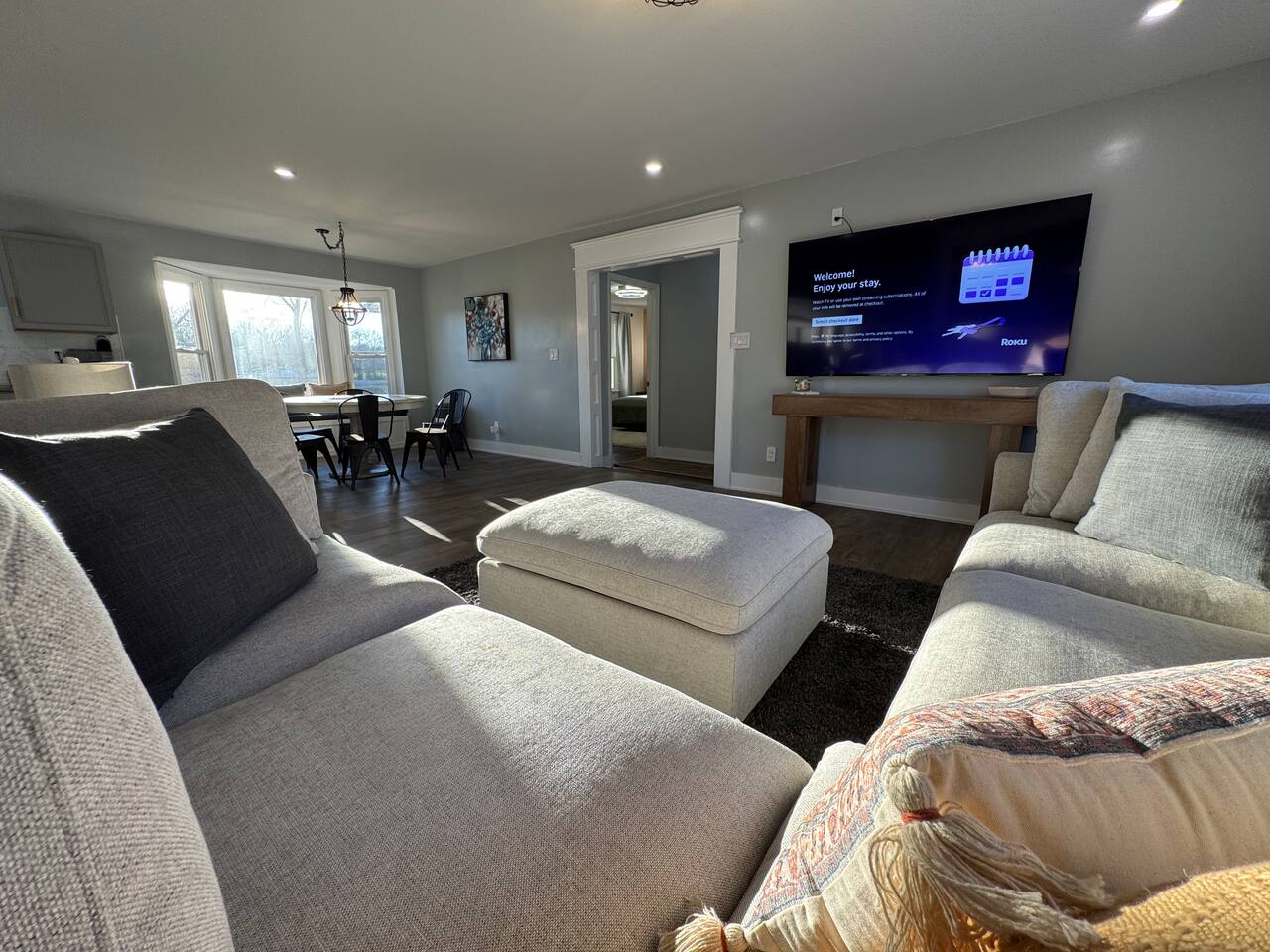Main House second living area with a wall-mounted TV