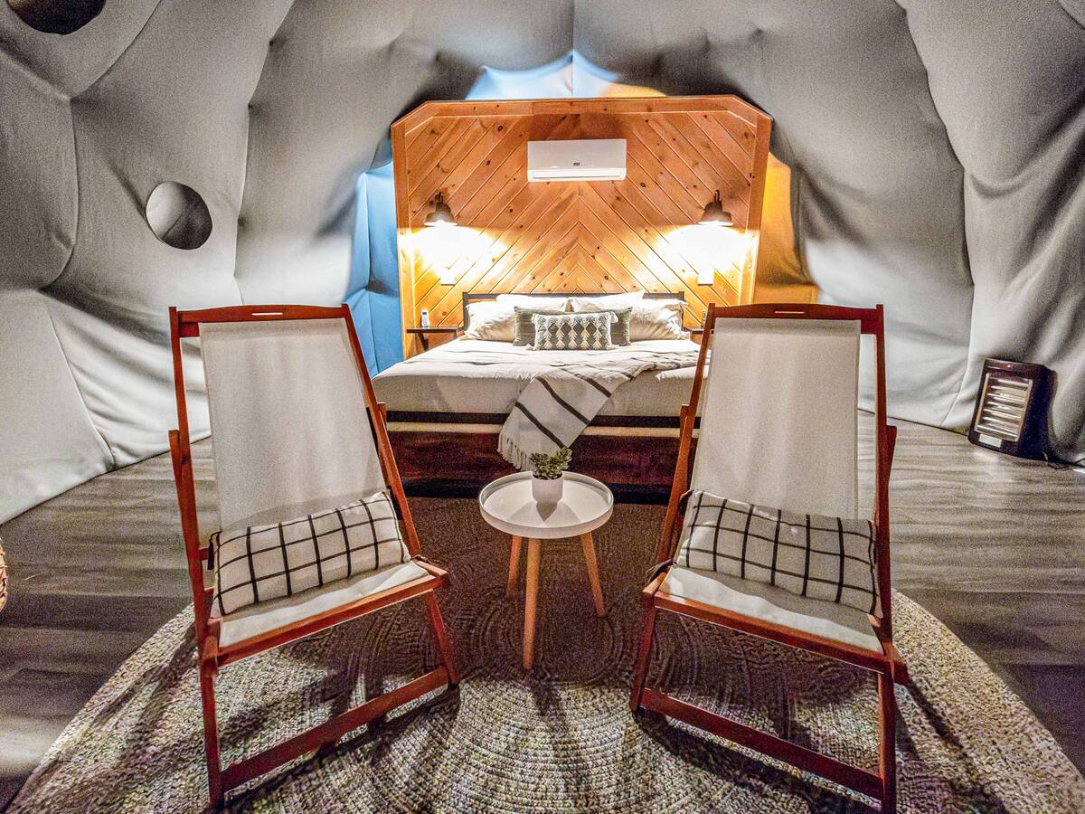 GeoDome deck seating with views