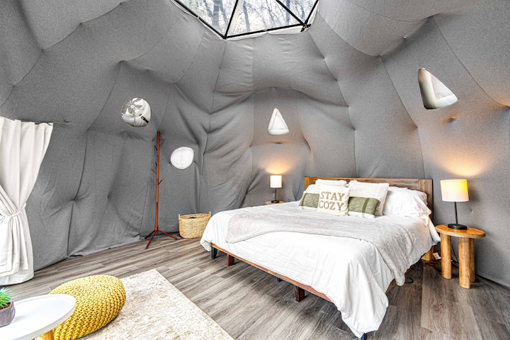 TreePod interior with king bed